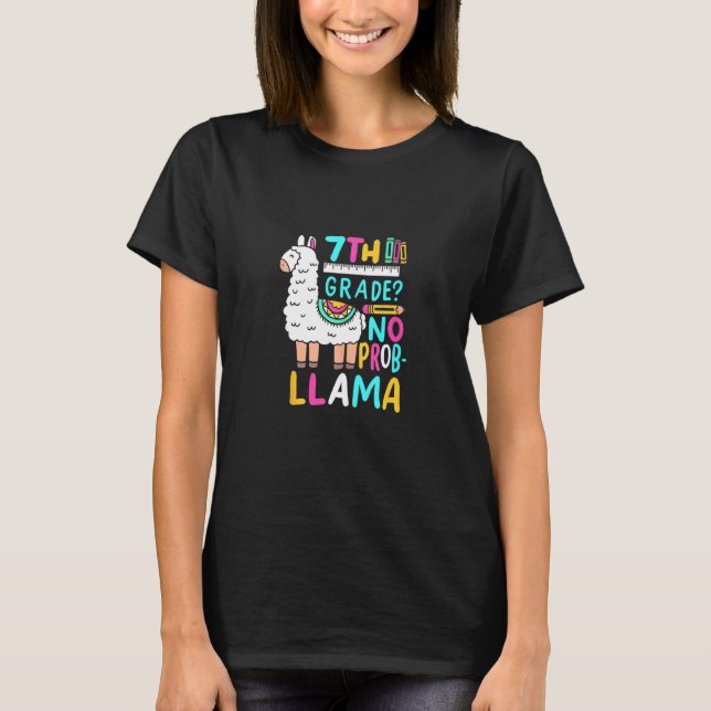7:e Klass nr Prob Llama Funny Sjunde klassskolan T Shirt (Framsida)