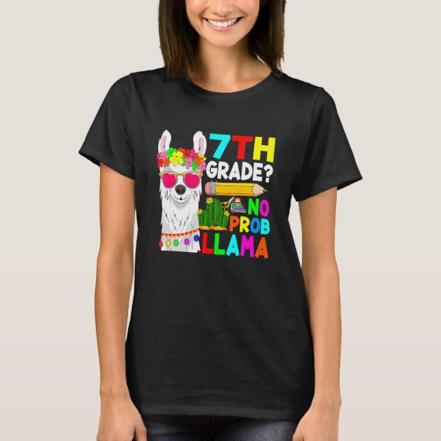 7:e Klass: Prob Llama Back to school första dagen T Shirt (Framsida)