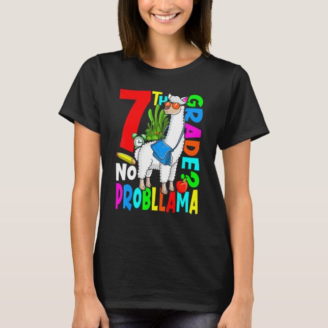 7:e Klass: Prob Llama Back to school första dagen T Shirt (Framsida)