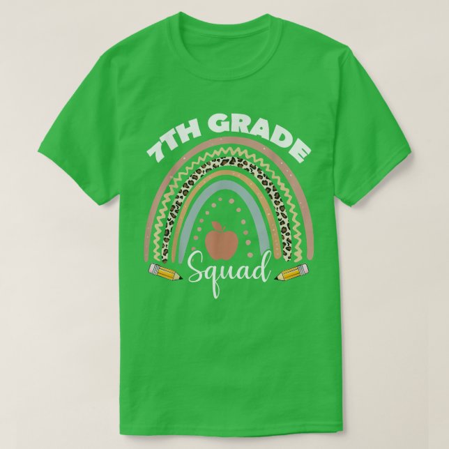 7:e Klass Squad Leopard Rainbow Teacher Student T- T Shirt (Design framsida)