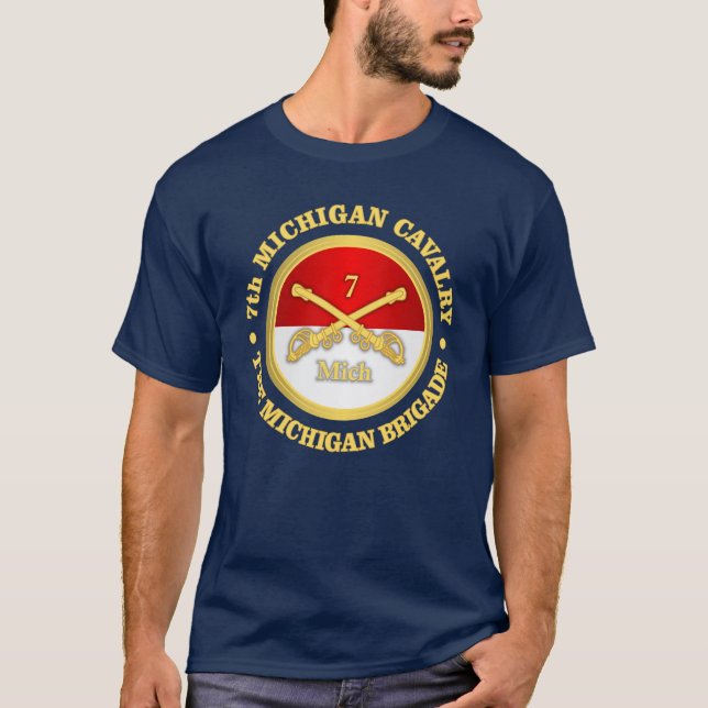 7:e Michigan Cavalry (rd) T Shirt (Framsida)