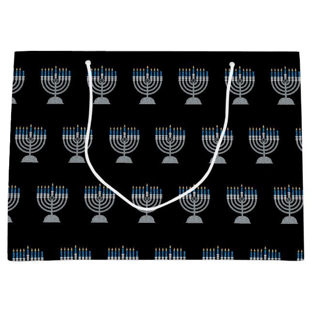 7:e Natten Hanukkah Glitter Large Gift Bag (Framsidan)