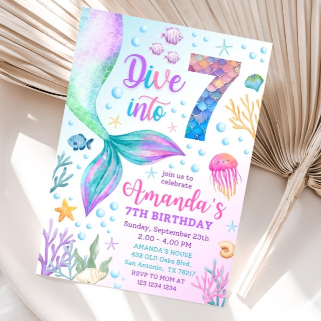 7:e sjöjungfru-inbjudan, Dyk in i sju sjöjungfrur  Inbjudningar (Skapare uppladdad)