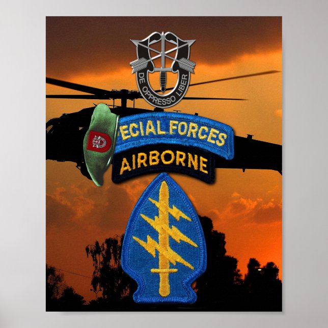 7:e Speciell Forces Grönt Berets patch Poster (Framsidan)