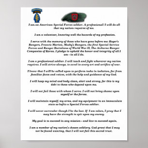 7:e Speciellare styrkor Grönt Beret Creed Poster