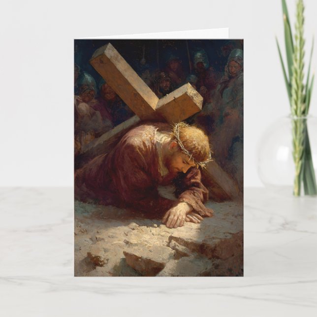 7:e stationen av Korsvägen - Jesus faller för andr Kort (Framsida)