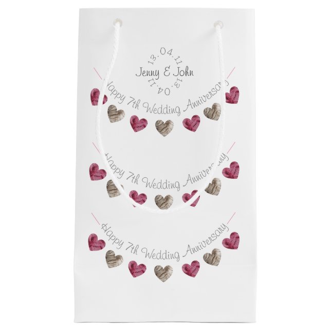 7:e Ull Hjärtat bröllop jubileum liten presentväsk (Framsidan)
