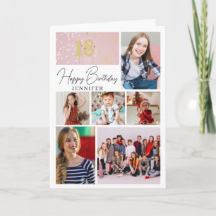 7 Foto 18-års Collage Kort Valfri Ålder Namn
