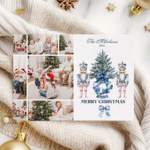 7 Foto Blå Chinoiserie Nötknäppare Jul Julkort