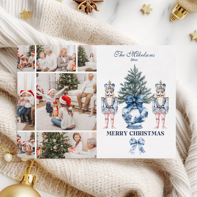 7 Foto Blå Chinoiserie Nötknäppare Jul Julkort (Skapare uppladdad)