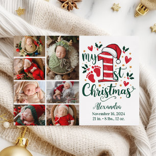 7 Foto Candy cane Baby 1:a jul Julkort