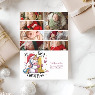 7 Foto Första Baby Jul Rosa Guld Enhörning Julkort