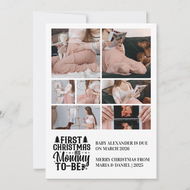 7 Foto Mamma till jul-Gravid Julkort (Framsida)