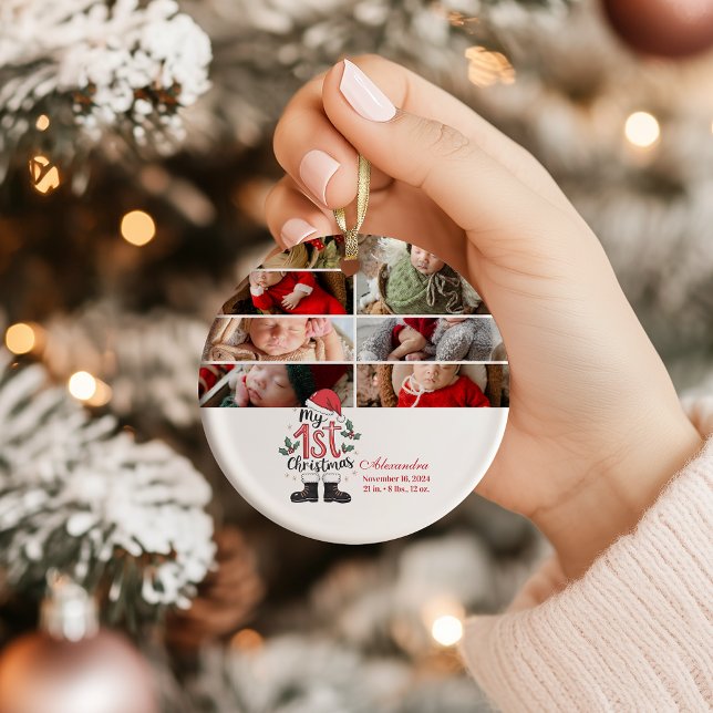 7 Foto Söt Tomte Bebis 1:a Jul Julgransprydnad Keramik (Skapare uppladdad)