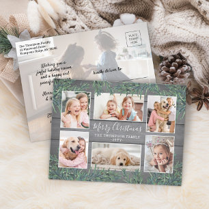 7 Fotojul Grey & Rustic Grått Wood Helg Vykort