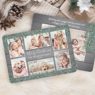 7 Fotojul Grey & Rustic Grått Wood Julkort
