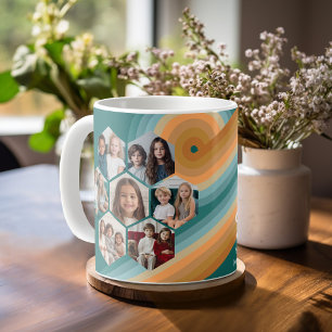 7 Fotokollage funky hexagon mönster solnedgång fär Kaffemugg