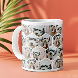7 Fotokollage - funky hexagonmönster Jumbo Mugg
