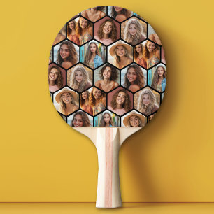 7 Fotokollage - funky honeycomb mönster Pingisracket