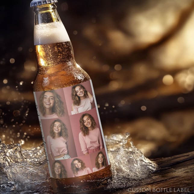 7 Fotokollage - Modern Minimal White Ölflaska Etikett (Custom Beer Bottle Label - Photo Label)