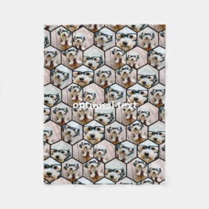 7 Fotokollage - svart funky hexagon mönster Fleecefilt