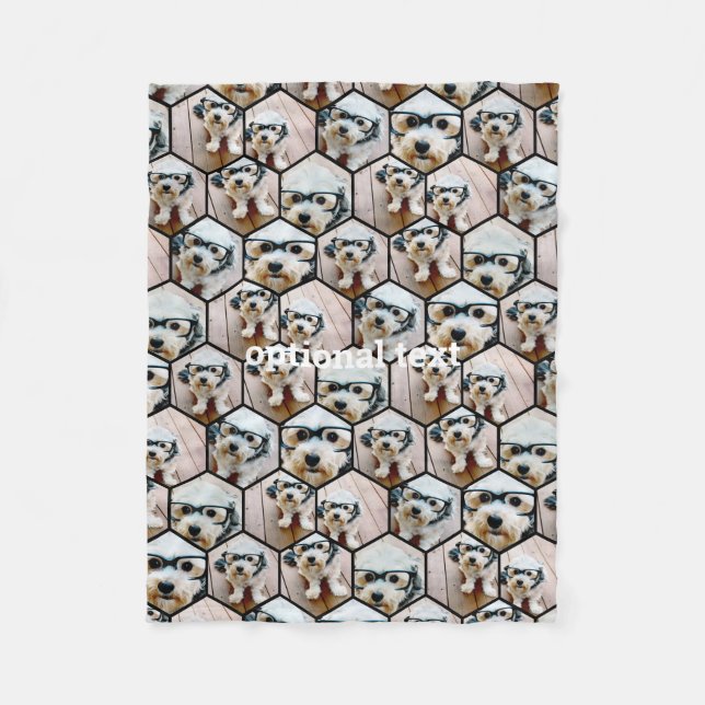 7 Fotokollage - svart funky hexagon mönster Fleecefilt (Framsidan)