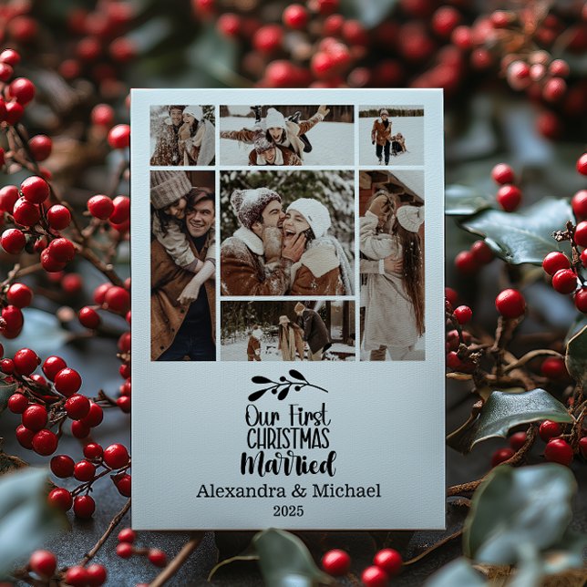 7 Fotominimiralist vår första jul gift Julkort (Skapare uppladdad)