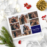 7 Foton Glad helg Modern Collage Navy Blue Vykort<br><div class="desc">7 Foton Glad helg Modern Collage Navy Blue Postcard</div>