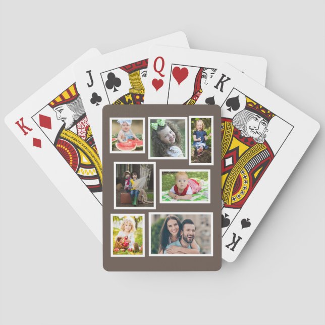 7 Fotos Collage Brun Välj Din Färg Casinokort (Baksidan)