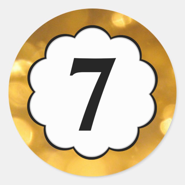 7 - Golden Numbers-etikett Runt Klistermärke (Framsida)