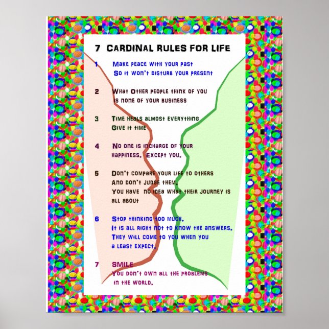 7 KARDINAL REGLER FOR LIFE Graphics Art Wisdom Tex Poster (Framsidan)