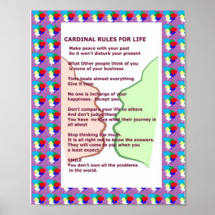 7 KARDINAL REGLER FOR LIFE Graphics Art Wisdom Tex Poster