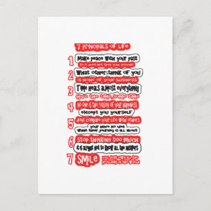 7 KARDINAL REGLER FOR LIFE Graphics Art Wisdom Tex Vykort