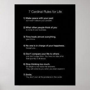 7 Kardinal Regler for Life Poster