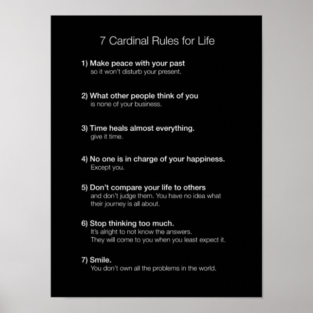 7 Kardinal Regler for Life Poster (Framsidan)