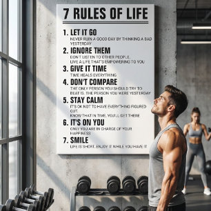 7 Livets Regler Motiverande Citat Modernt Skript Canvastryck