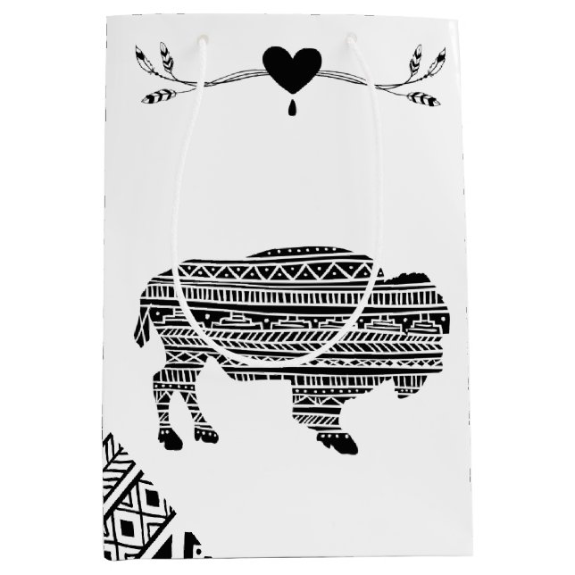 7 lx4.5wx10h Medium Gift Bag Boho Buffalo Tribal P (Framsidan)