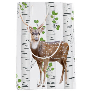 7 lx4.5wx10h Medium Gift Bag Hjort Doe Buck Woodla