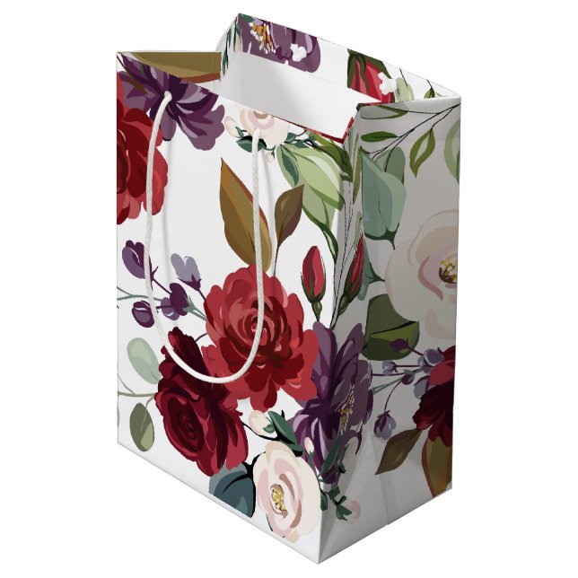 7 lx4.5wx10h Medium Gift Bag Vit ros Guld Geome (Baksidan Vinklad)