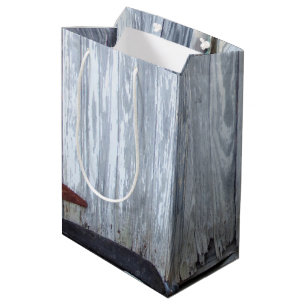 7 lx4.5wx10h Medium Gift Bag Vit Tvättat Wood Barn