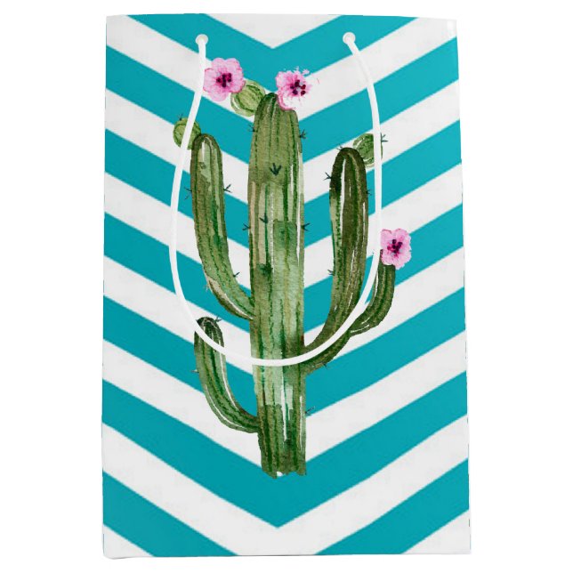 7 lx 4,5 x 10 h Medium Gift Bag Boho Cacti Cactus  (Framsidan)