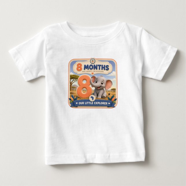7 Månaders Bebis Milstolpe Utforskare T Shirt (Framsida)