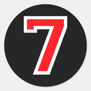 #7 matchtröja uniformitet sporter röd nummer 7:e runt klistermärke