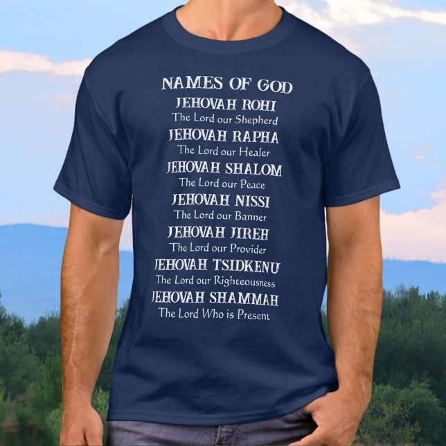 7 Namn av Jehovah, Anpassningsbar Christian T Shirt (7 names of Jehovah and meaning. Names of God Shirt. Names of Jehovah Psalm 23. Pray the Names of God)