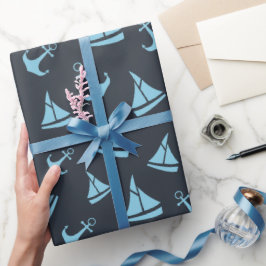 #7 Nautisk Haven Wrapping Papper "Big Storlek" Presentpapper