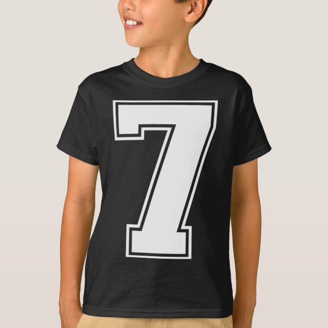 7 Number Seven Team Sports Graphic Varsity Matchin T Shirt (Framsida)