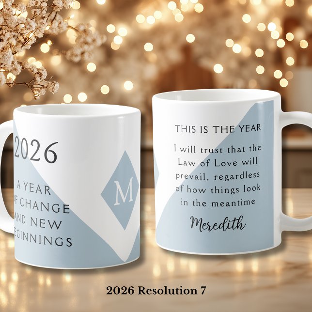 7. Nyårsresolution för 2026 År för förändring  Kaffemugg (2026 Year of Change and New Beginnings Dusty Blue Resolution 7 Coffee Mug)
