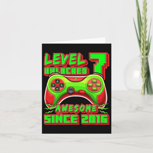 7 Olåst Fantastisk 2016 Video Game 7:e Birthday Bo Kort (Framsida)