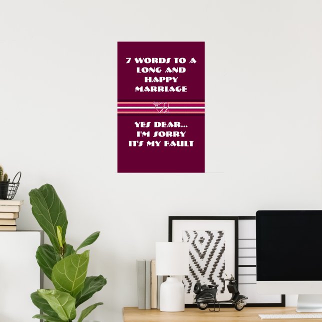 7 Ord till lång och Lycklig Giftermål - Poster (Hemmakontoret)