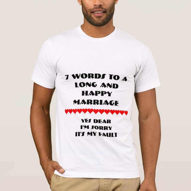 7 Ord till långt och Lycklig Giftermål T-shirt (Framsida)